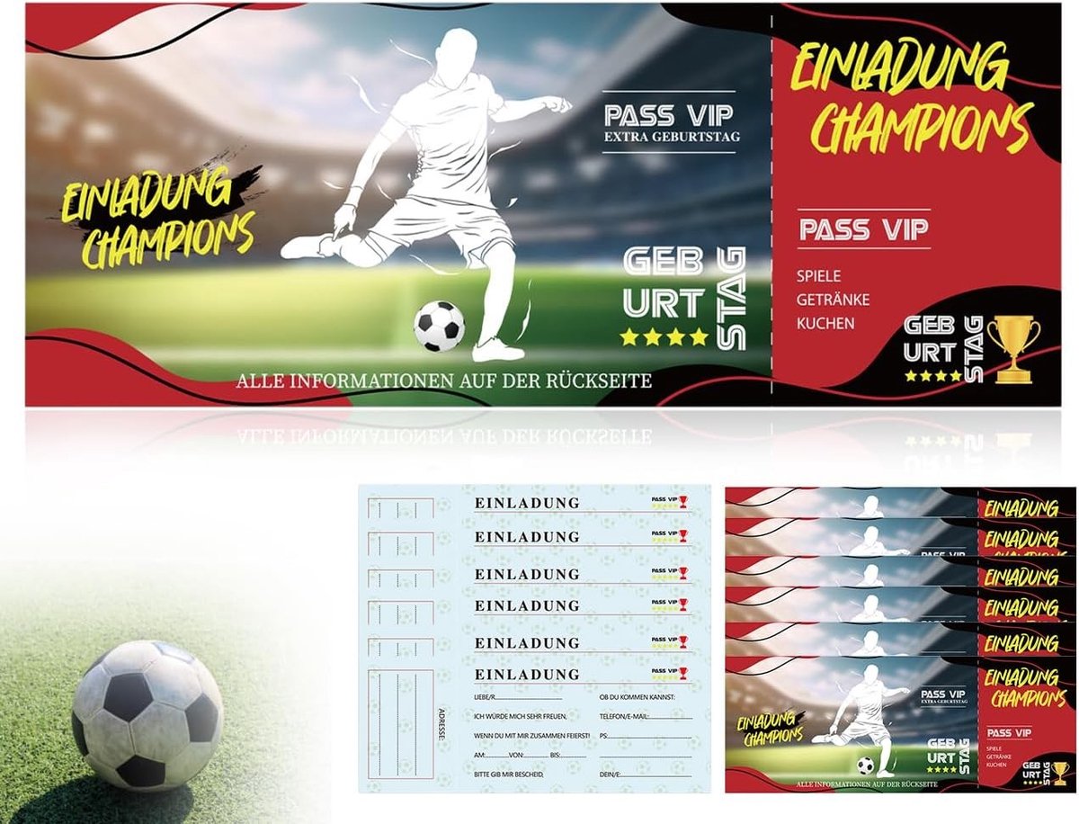 12 Voetbaluitnodigingen voor Kinderverjaardagen - Feestuitnodigingen voor Jongens en Meisjes, Voetbalteam Thema, Creatieve Uitnodigingen voor Feestjes