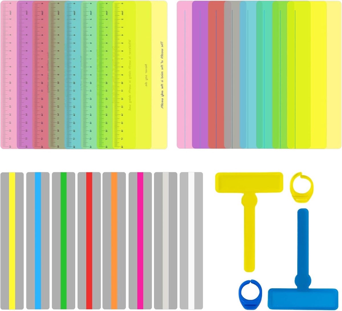 26-delige Set Leeshulpmiddelen voor Kinderen met Vinger Tracker en Dyslexie Overlay Ruler voor ADHD en Visuele Stress