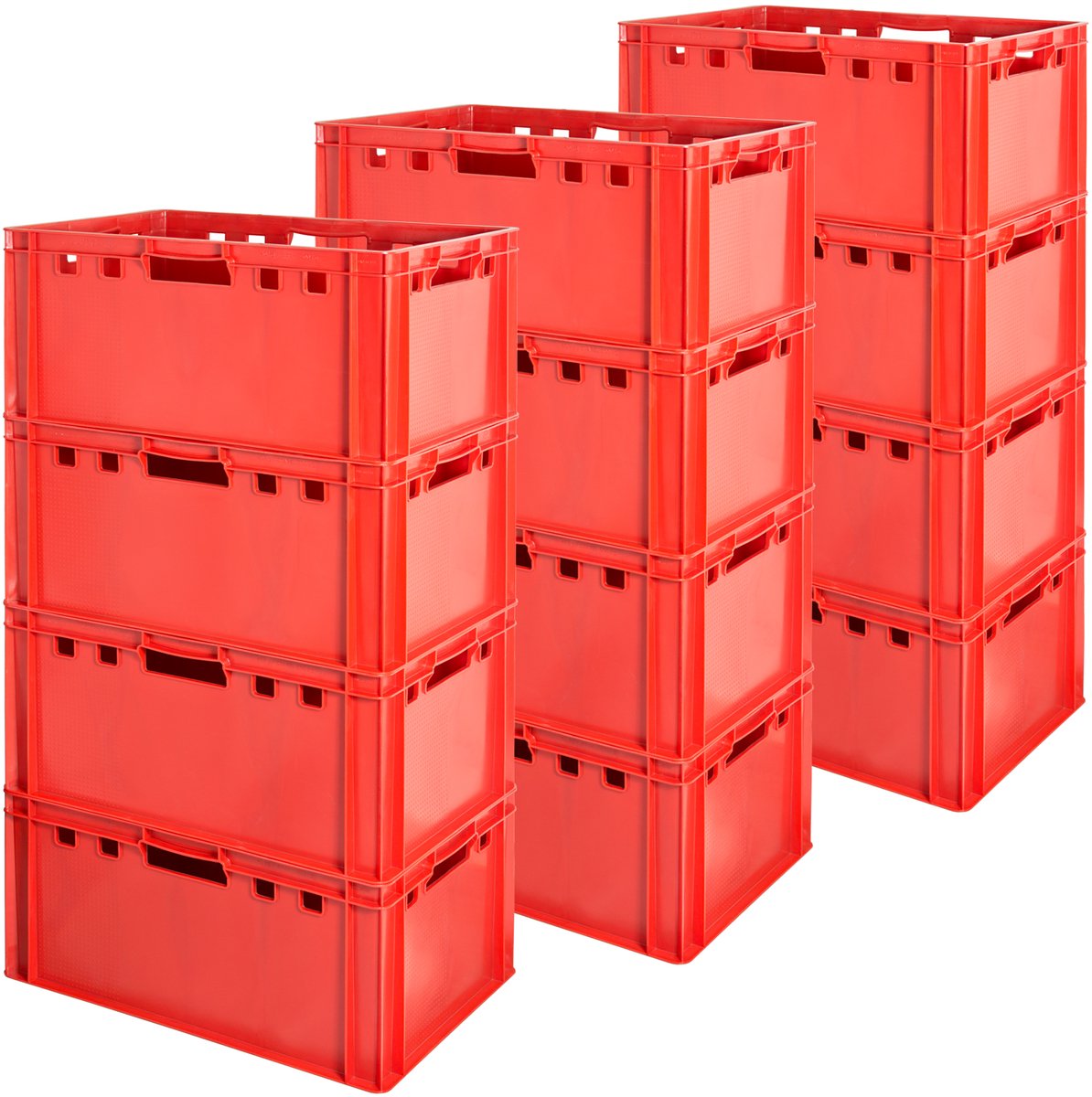 12 E3 Vleeskrat, Rood, Eurobox, Voedselveilig, Slagerskrat, Opbergdoos, Plastic Bak, Stapelbaar, 60 x 40 cm, Kingpower