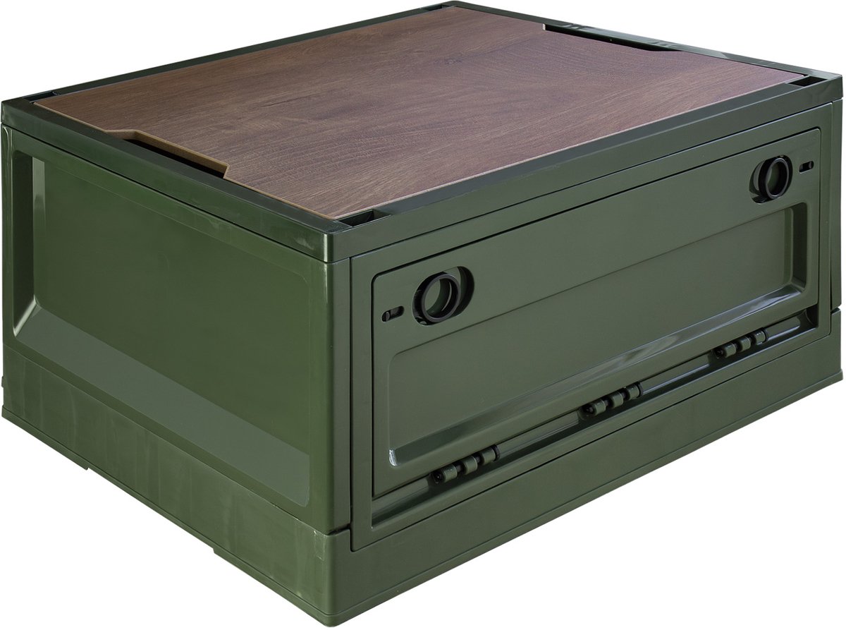 Opbergdoos, 35 L, Camping, Klapdoos, Opbergdoos met deksel, Opvouwbaar, 47 x 35 x 24 cm, Groen, Trucky