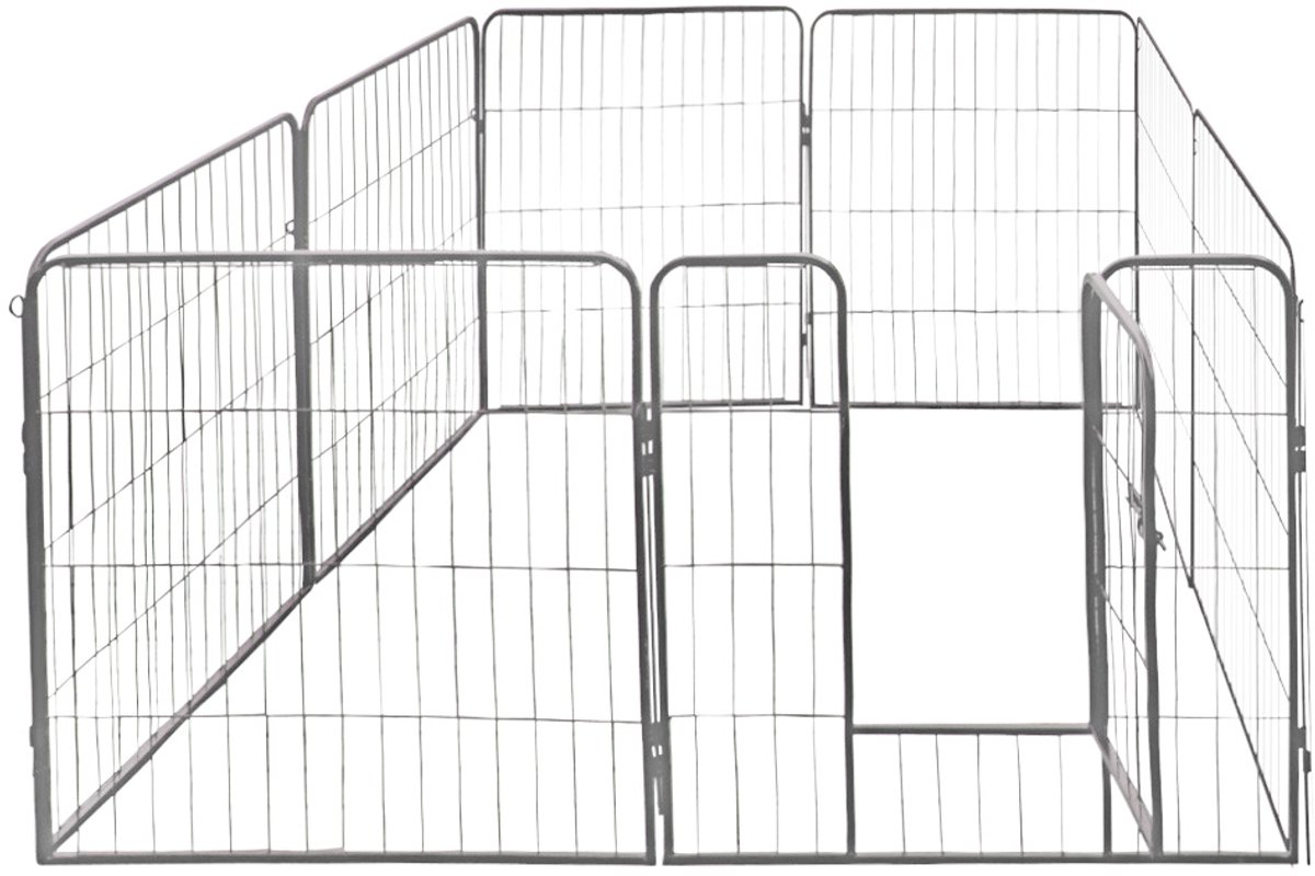 Puppyren XL, 8 stuks, elementafmetingen: 80x80 cm, gepoedercoat staal, puppybox, verblijf voor honden, konijnen, cavia's, katten, easy-care Petigi