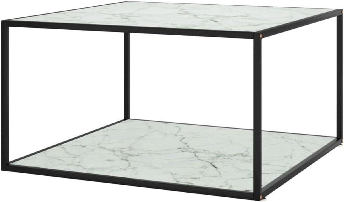 Salontafel Glas - Koffietafel Woonkamer - Woonkamer Decoratie - Stabiel Stalen Frame - 90 x 90 x 50 cm - Zwart