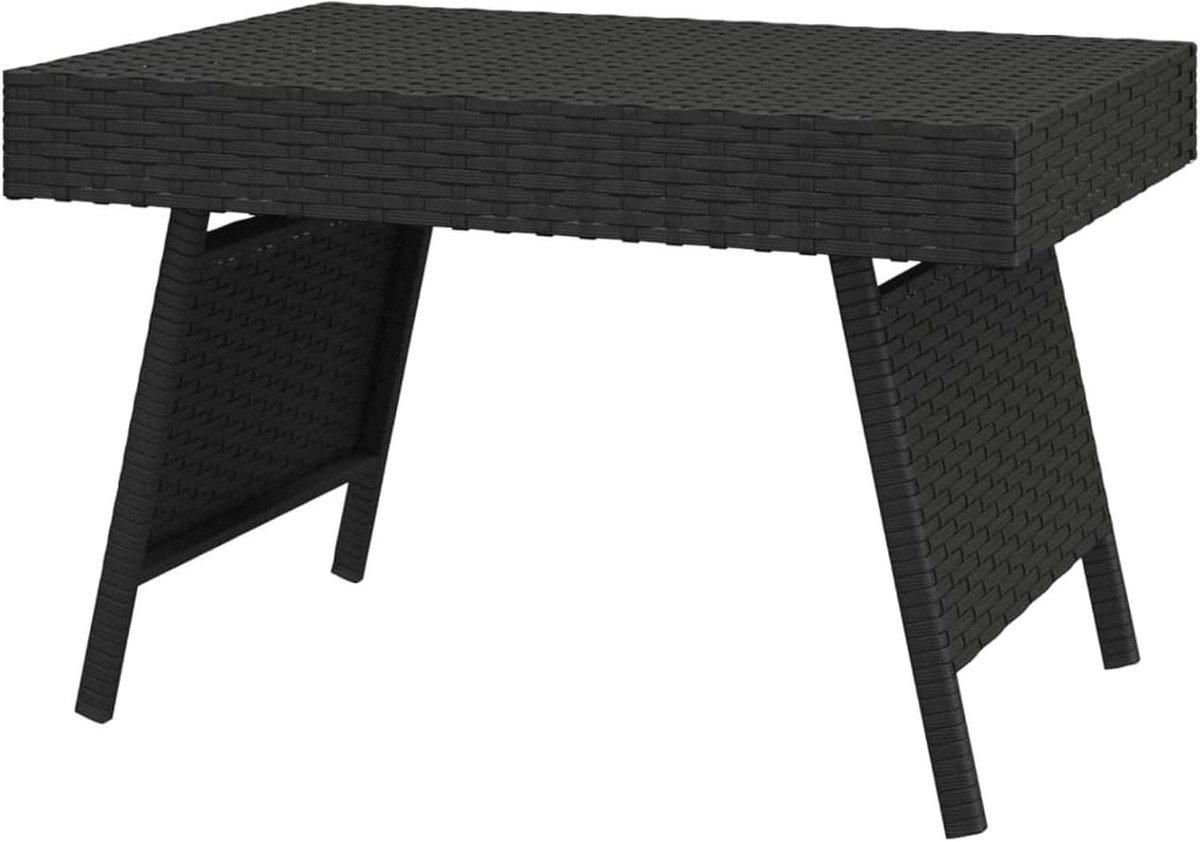 Klaptafel Rotan - Bijzettafel Balkontafel - Buiten Zitten - Inklapbaar Ontwerp - 60 x 40 x 38 cm - Zwart