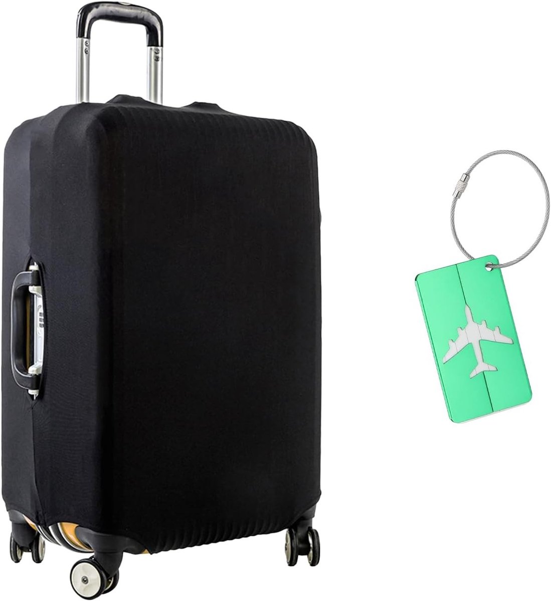 Elastische Reisbagagehoes voor Koffers van 45-72 cm, Beschermende Hoes met Bagagelabel, Zwart en Duurzaam