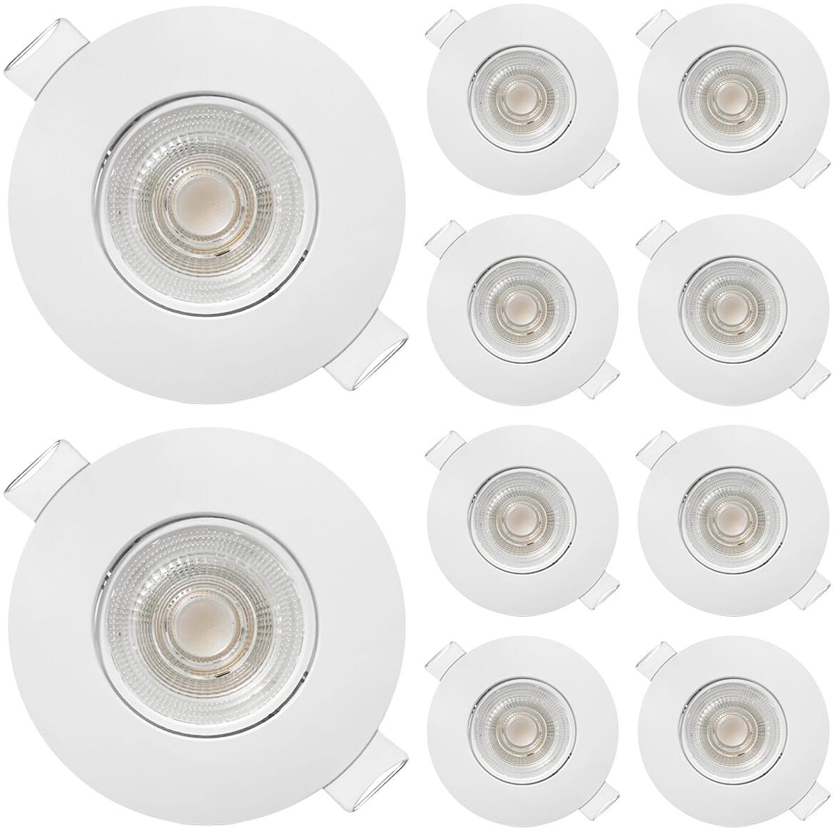Modee LED Inbouwspot Rond - 4.9W 480 Lumen - 4000K Neutraal Wit - IP23 Ø90mm - Wit - 10 stuks