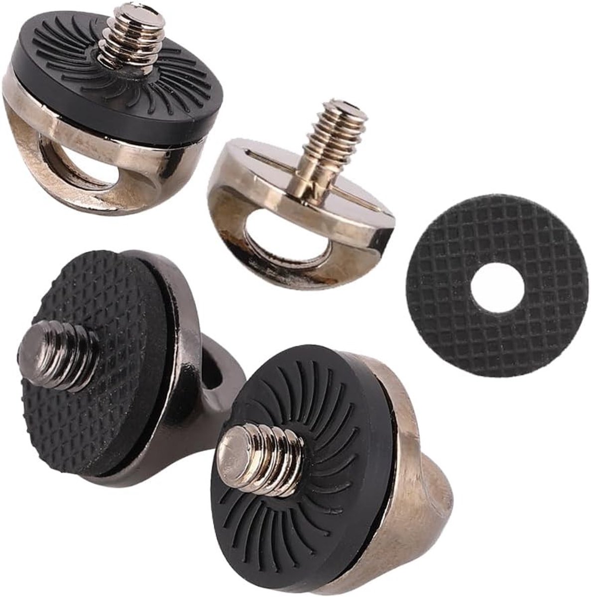 Set van 4 D-Ring Bevestigingsschroeven 1/4" voor Camera's, Statieven en Schouderbanden met Gewinde en Gerändeld Design