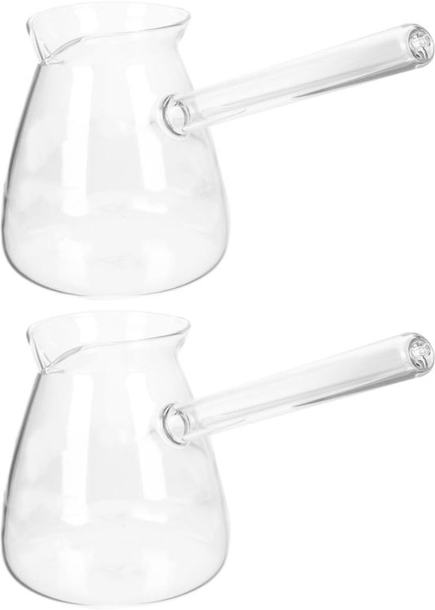 Turkse koffiekan. glas. koffiebereider. kan 450 ml. 2 stuks. transparant. mokkakan. glas.