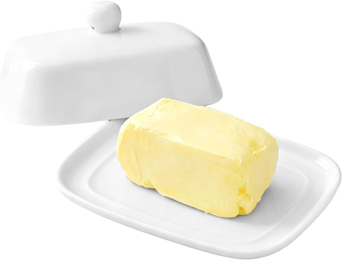 Keramische Botervloot met Deksel en Handvat voor 250 g Boter - Vaatwasserbestendig, Ideaal voor Kaas, Taart en Snoepjes