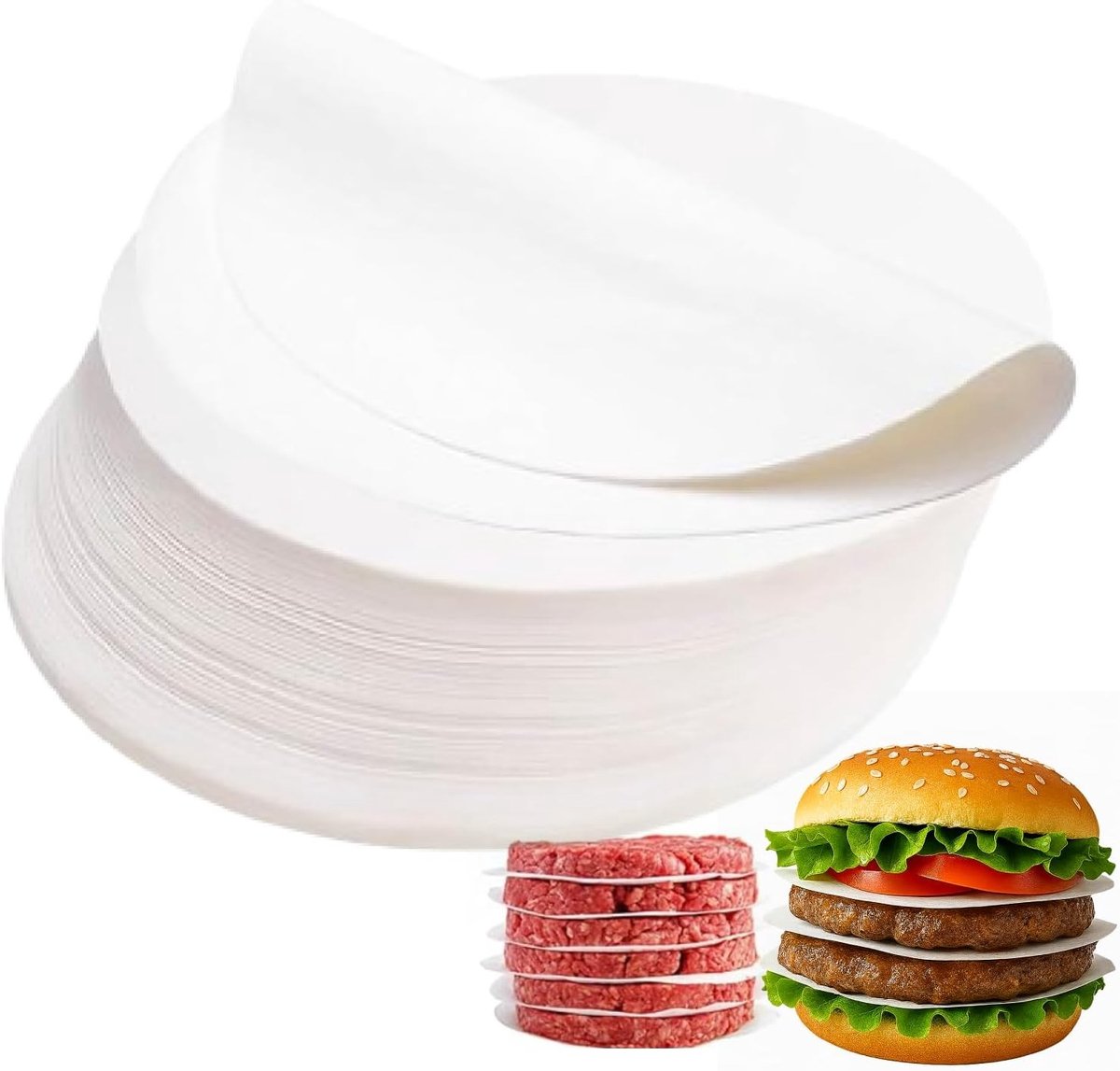 Ronde hamburgerpapier vellen van 2000 stuks, 15 cm diameter, anti-aanbak, ideaal voor grillen en bakken van hamburgers