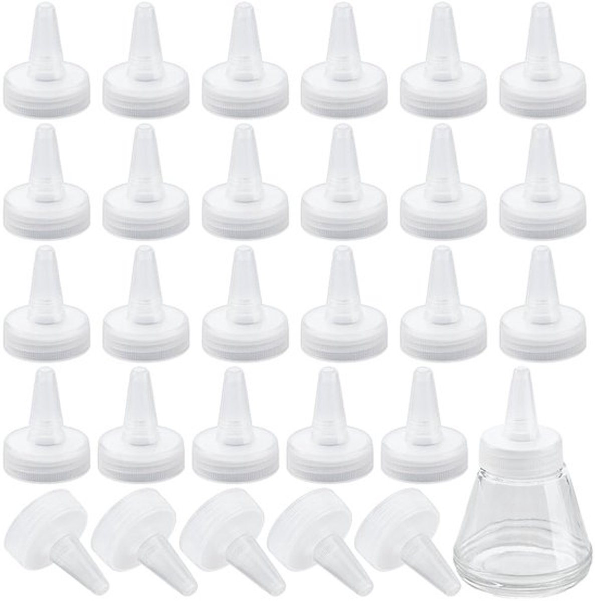 50 stuks vervangende doppen voor sausflessen, plastic knijpdoppen met zeer duurzaam PP-materiaal, universele doppen voor sausflessen, gebruik in keukensausflessen