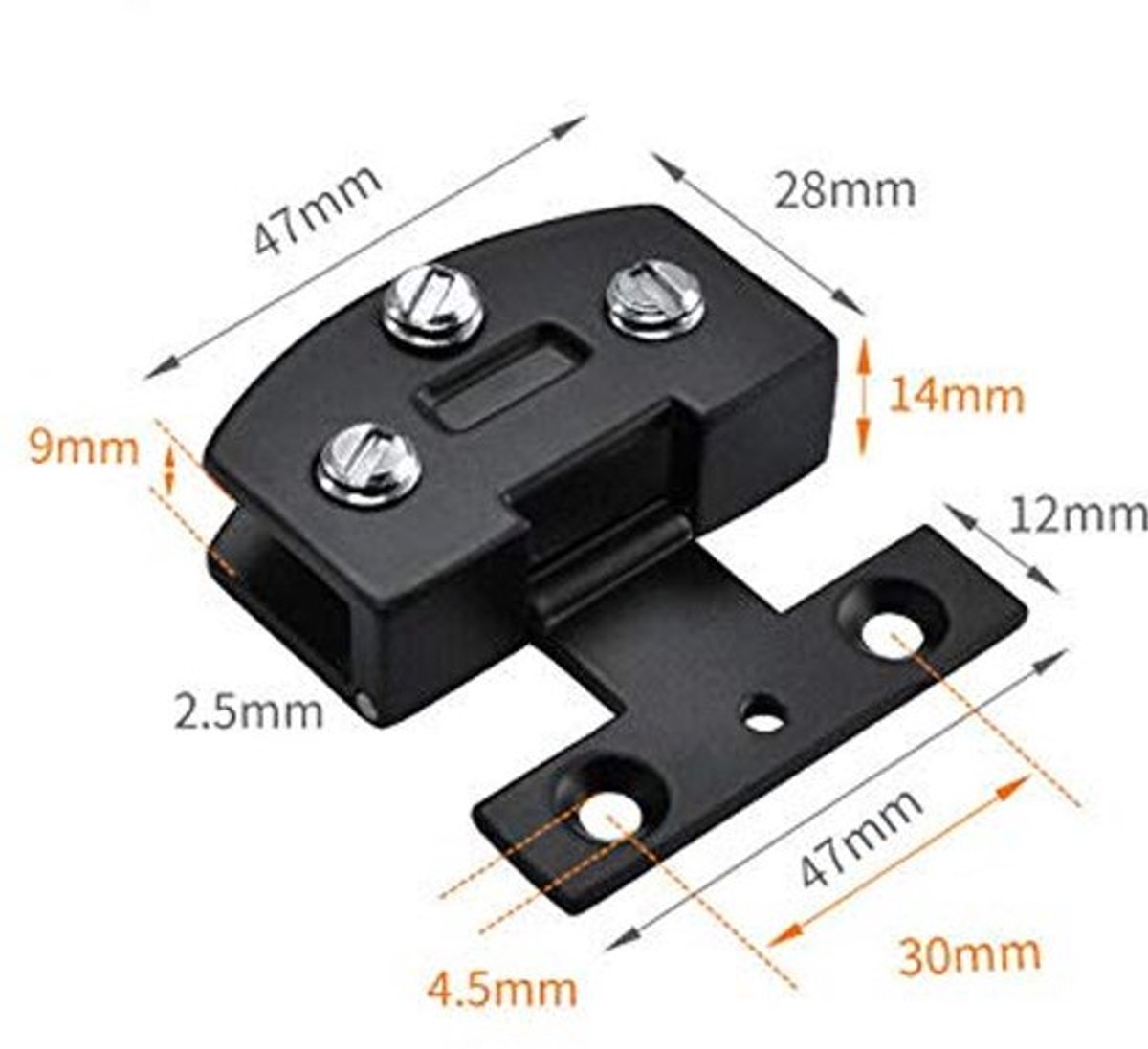 Modern Zwart Zinklegering Douchescharnier voor Kabinetskast Glas, Glasdeur voor 58mm Dikte