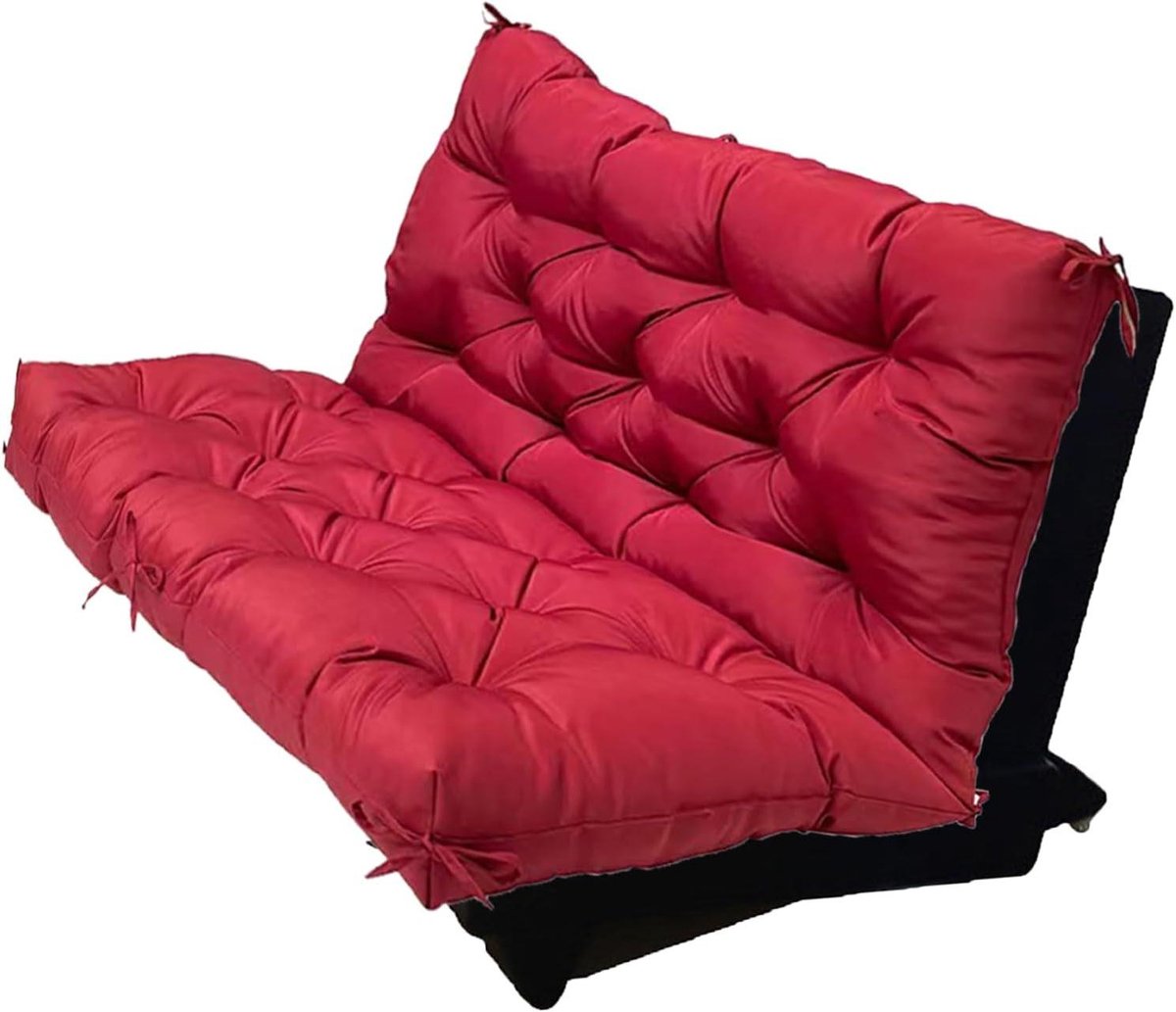 Dikke hangmatkussens - Schommelkussen met rugleuning - Buiten ontspannen - 10 cm dikke vulling - 120 x 100 cm - Donkerrood