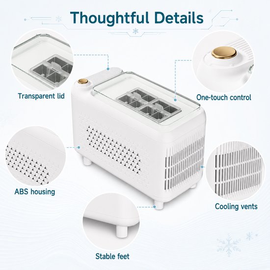 Draagbare ijsblokjesmachine 12V - Compacte ijsmaker voor onderweg - Voor kamperen, camper, kantoor en outdoor - Snel ijsblokjes in 13-22 min - ABS behuizing-Wit — afbeelding 5