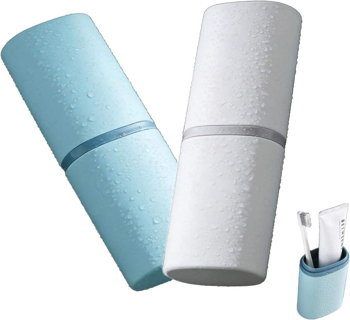 Set van 2 draagbare tandenborstelhouders voor reizen - Plastic tandenborstel- en tandpastahouder, ideaal voor onderweg
