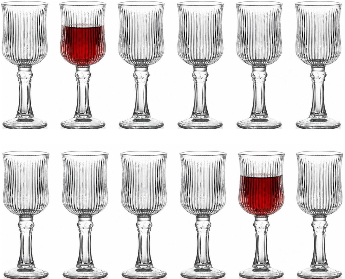 Alessandro likeurglazen Athena Crystal - 12x stuks - glas - 50 ml - borrel glazen - transparant met motief