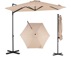 COSTWAY Parasol, 300 x 300 cm, zweefparasol met zwengel, 360° draaibaar, hellingshoek traploos verstelbaar, grote tuinparasol, terrasparasol, marktscherm voor tuin, terras
