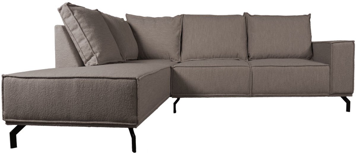 Home67 Hoekbank Ron Boucle Brown 15 - Links - Luxe Loungebank in Scandinavische / Hotel Chique Stijl Bruin