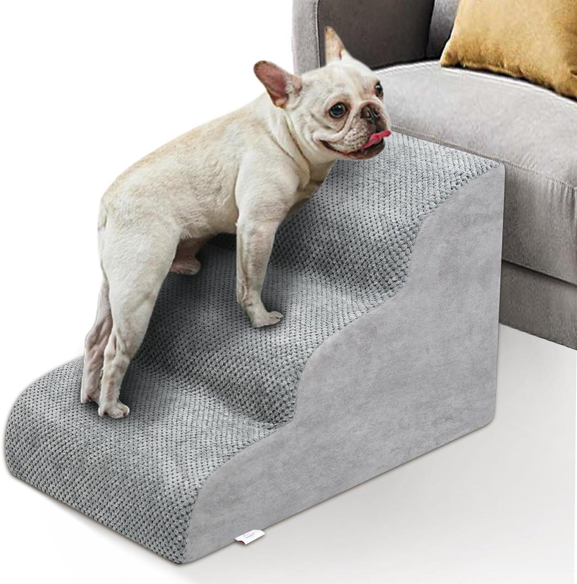 Honden Trappetje – Hondenopstapje – Hulp bij klimmen – Schuim met hoge dichtheid – 4 treden – Grijs