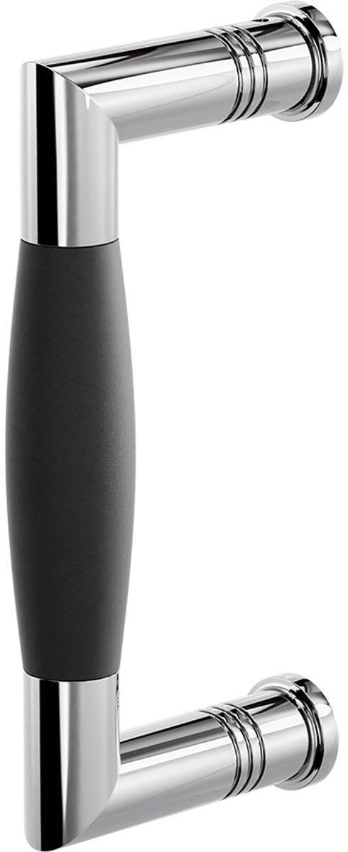 Deurgreep - RVS gepolijst - RVS - GPF - Binnendeur - ton model Ika 130mm haaks nekje RVS gepolijst met zwart