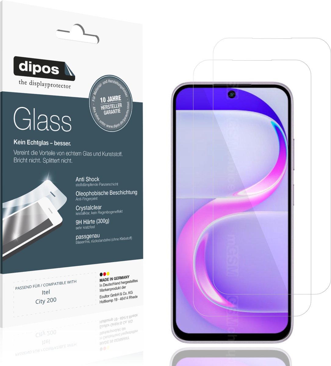 dipos – 2x Pantserfolie geschikt voor Itel City 200 | 9H Screenprotector
