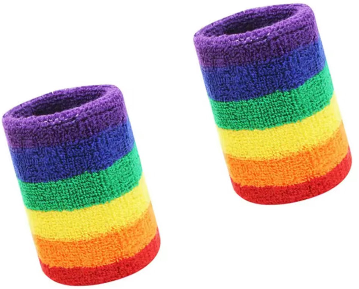 Regenboog Zweetbandje - Regenboog Polsband - Zweetband - Rainbow - Optocht - Festival - Pridebandje - 2 stuks - CHPN