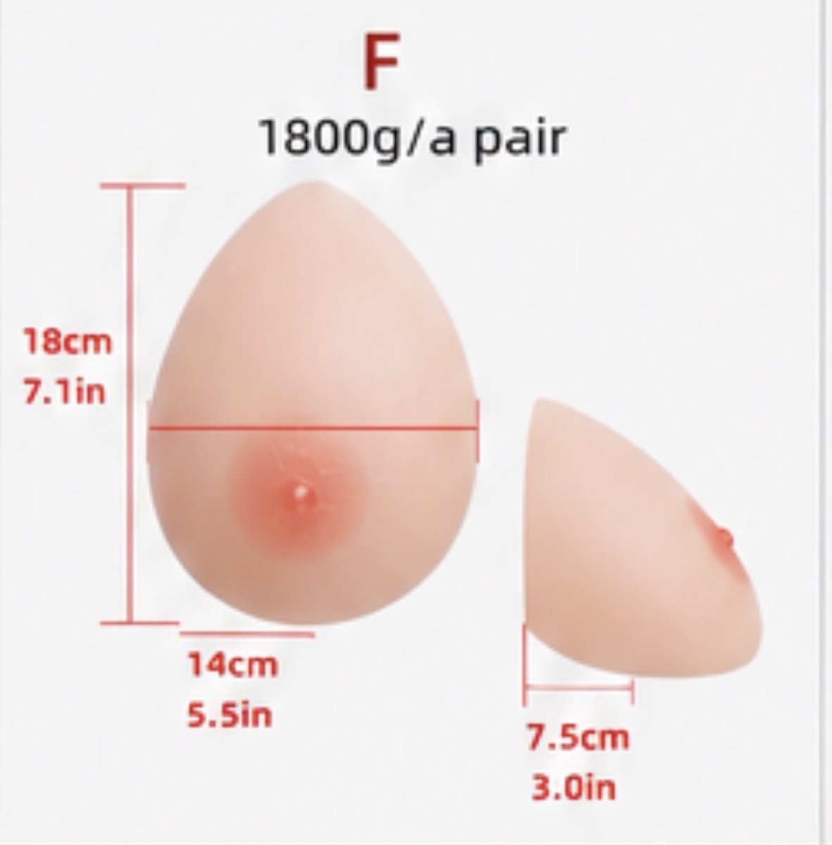 Zelfklevende Siliconen Borsten – Cup F – 1800 gram- Borstprothese – Travestie, Crossdress & Cosplay –Nep Tieten-Nep Borsten-