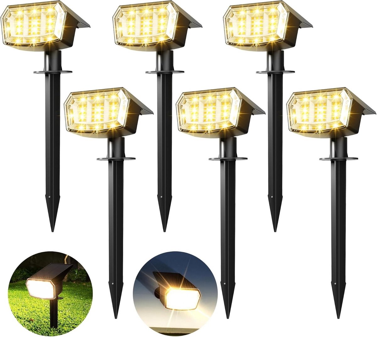 Spotlights op zonne-energie - Zwart - 63 LEDs - 3 Verlichtingsmodi - Voor Tuin en Buiten