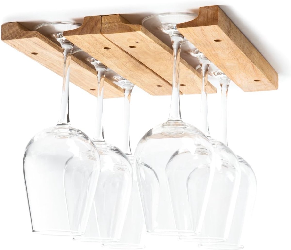 Wijnglas Houder Rack - Hardhout - Geschikt voor 6 tot 8 Glazen - Eenvoudig te Monteren - Voor Keuken en Woonkamer