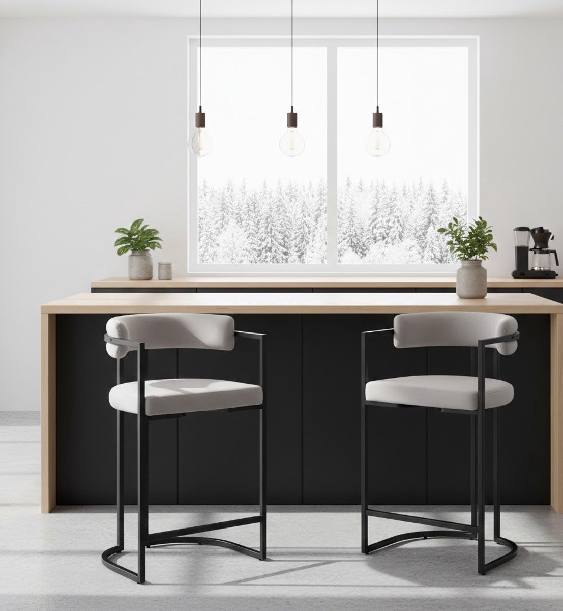 Design Barkrukken Set van 2 - Hoogteverstelbaar - 360° Draaibaar - Zwart - Novihome