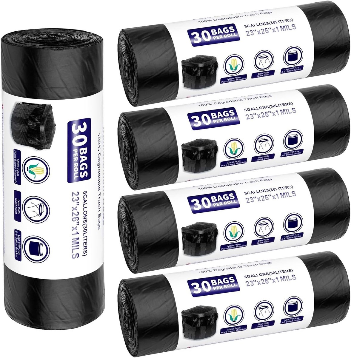 Toiletzakken - Zwart - Set van 150 stuks - Biologisch afbreekbaar - Voor Camping en Reizen
