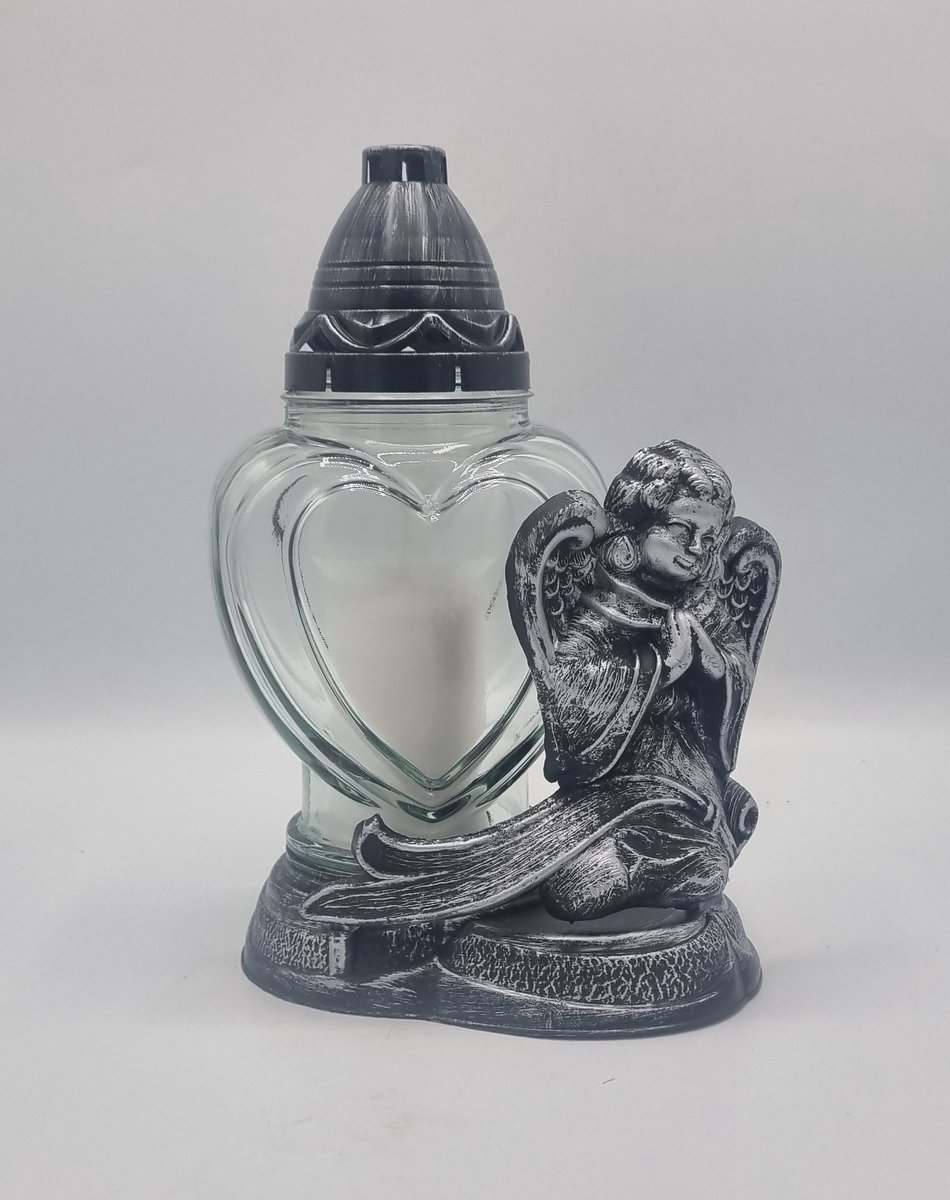 Herdenkingslichtjes Herdenkingslicht - Engel - Plat - Zilver - Hart - Grafkaars - Graflantaren - Graflicht - Grafdecoratie