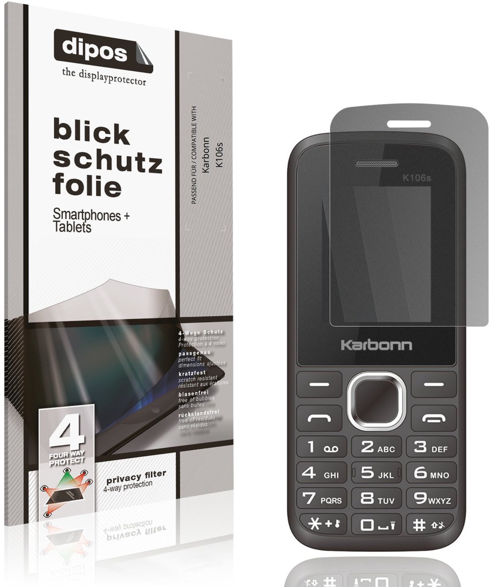 dipos – Matte Privacy Screenprotector geschikt voor Karbonn K106s | Anti-Spy Beschermfolie