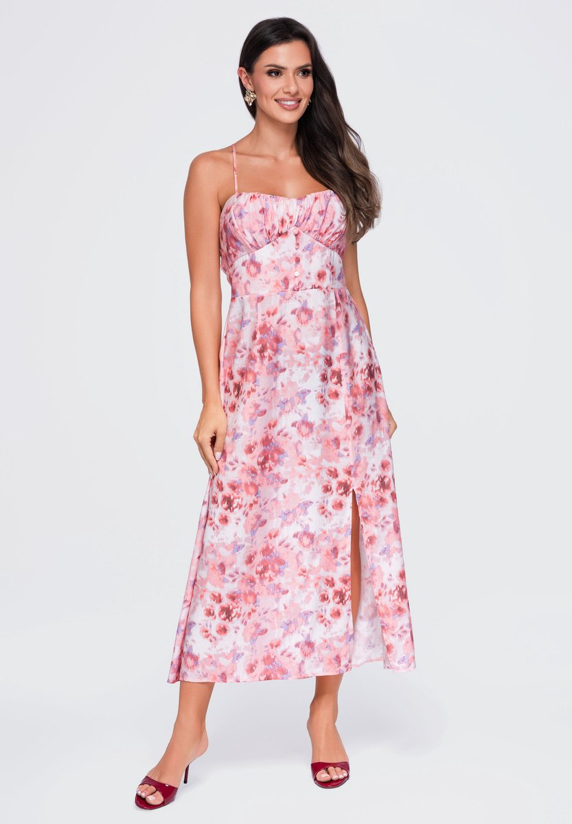 OMBRE Jurk - Knopen - Gebloemd - Jurk Roze S