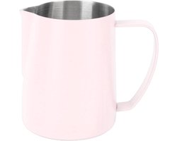 RVS Melkkannetje 600ml voor Melkopschuimen en Koffiezetten - Ideaal voor Cappuccino en Espresso (Roze)