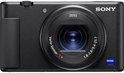 Zwarte Sony camera met lens en de tekst 'ZEISS Vario-Sonnar T*'.