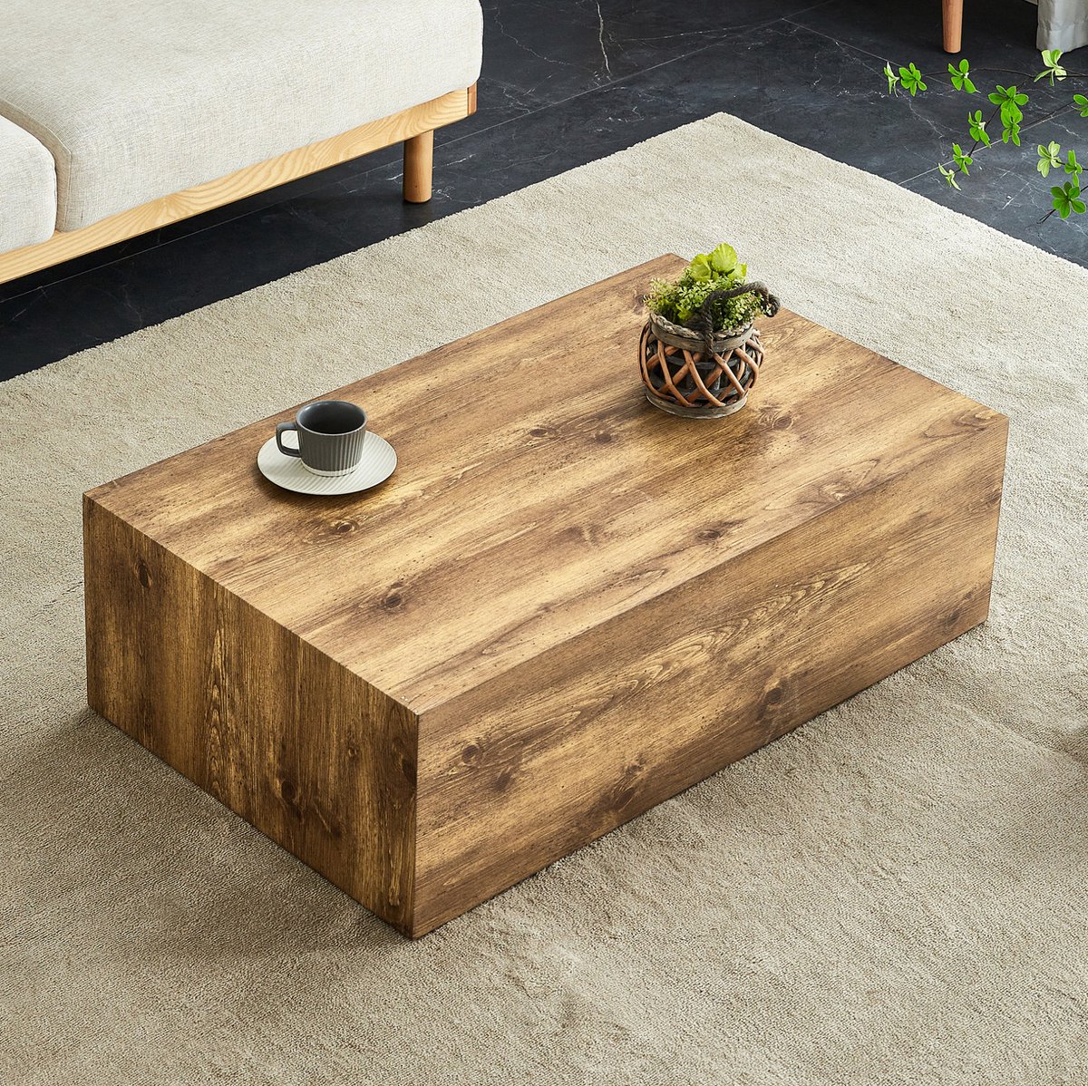 STILVORA Salontafel - Rechthoekige Koffietafel Zonder Montage - Voor Woonkamer En Moderne Interieurs - MDF Met Houtnerf - 90x50x30 Cm - Houtkleur