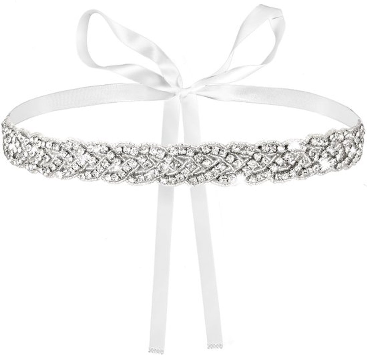 Bruidsriem Tailleband Bruidsriem Rhinestone Bruiloft Riempje Witte Glitters Sjerp Handgemaakt Geweven Jurkriem Kristallen Riem voor Bruid Bruidsmeisje Bruiloft Feest Wit 270cm, Wit