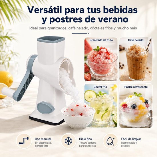 Handmatige ijscrusher slushy maker, draagbare crushed ice maker met roestvrijstalen messen, antislip zuignap & handslinger, eenvoudig schoon te maken, ideaal voor zomerdranken thuis — afbeelding 3