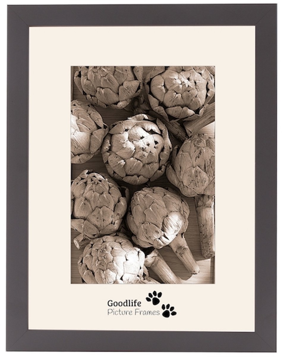 Houten Fotolijst Anitra Donkergrijs - 25x25 - Anti-reflectie glas - 18 mm breed profiel - Goodlife Picture Frames