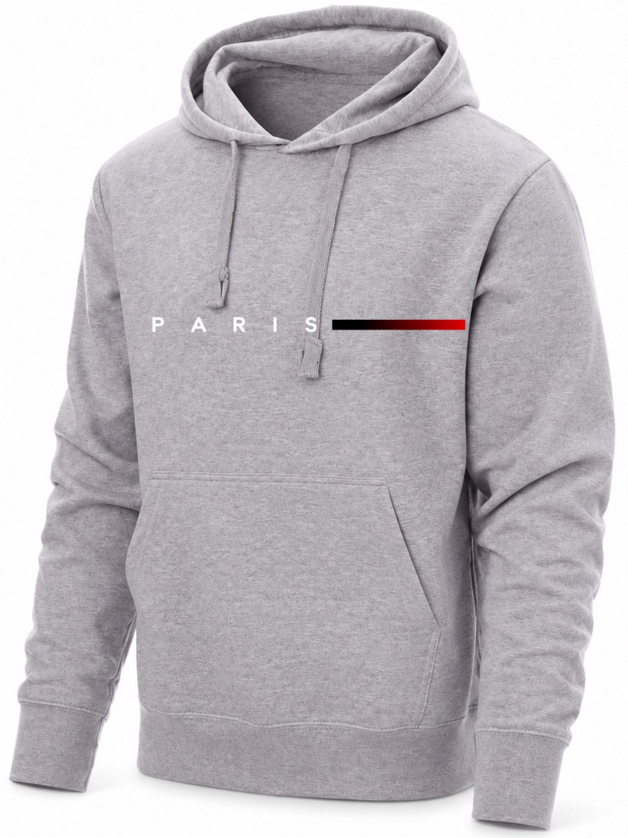 Hoodie Heren - Heren Trui met Capuchon - Grijs - Katoen - Paris Design - Maat 5XL