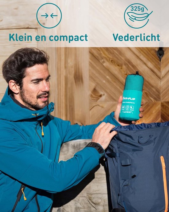 Ultralichte Huttenslaapzak - Katoen - 220 x 90 cm - Dunne Reisslaapzak met Kussencompartiment - Voor Backpacken en Kamperen — afbeelding 3
