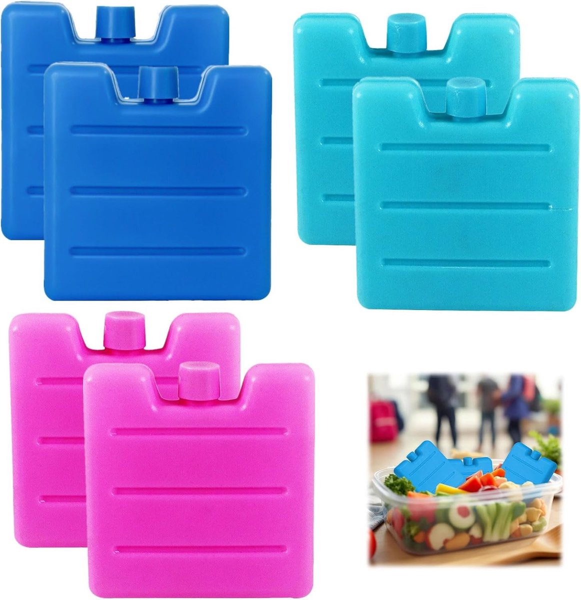 Mini Koelaccuset - Blauw - 6 Stuks - Herbruikbare Koelelementen voor Koeltas - Voor Picknicks en Buitensport