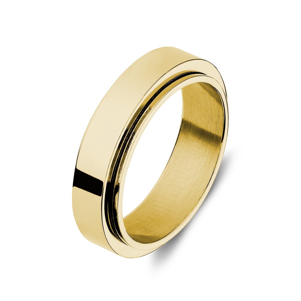 Lucardi Unisex Stainless steel goldplated anxiety ring - Ring - Staal - Goudkleurig - 16 / 50 mm