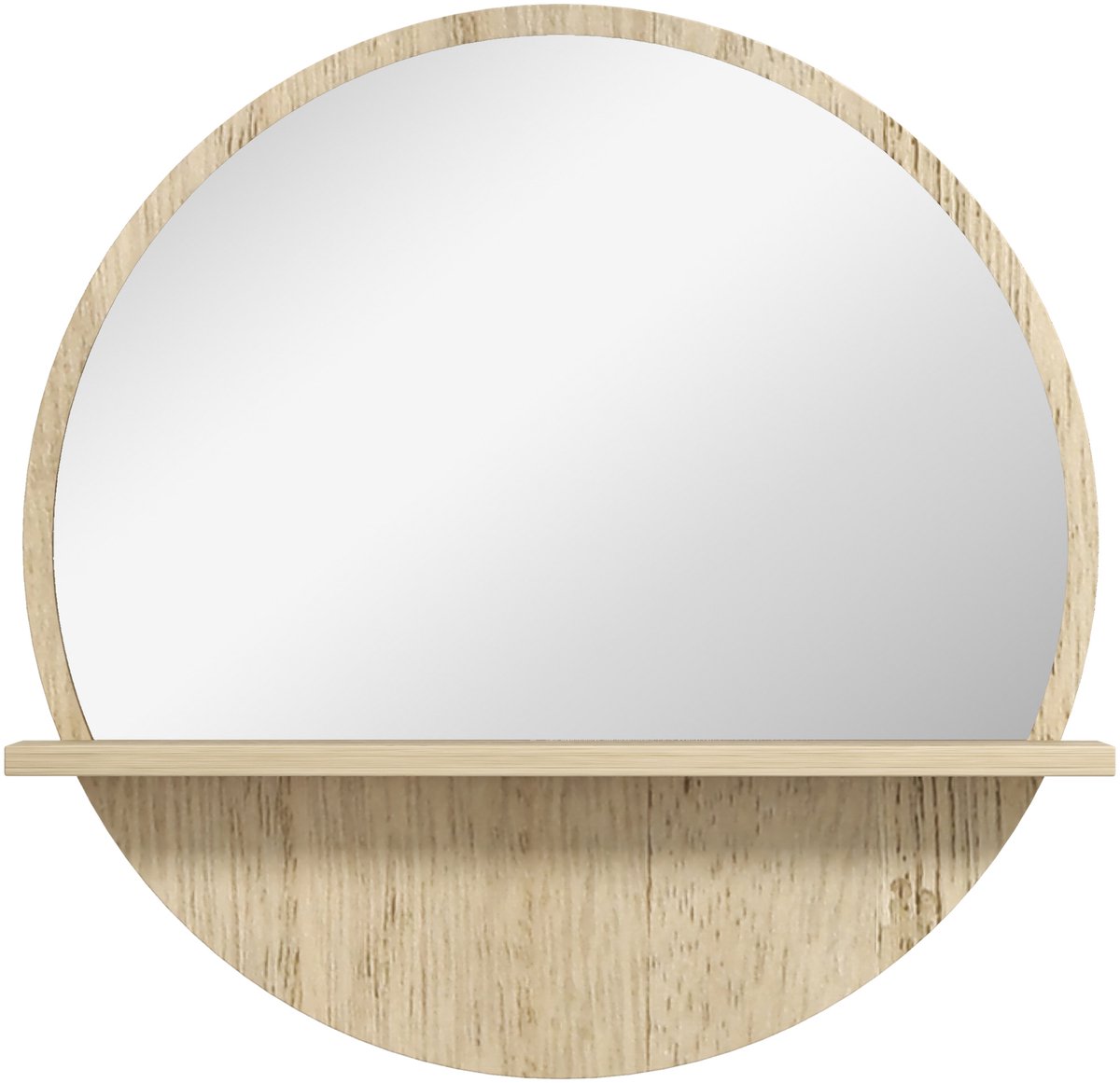 Ronde Wandspiegel met Plankje - Houtlook - Ø 45 cm 45cm