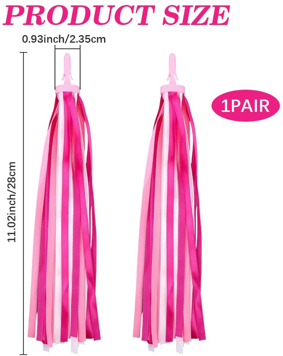 Fietsdecoratie Pinke Lenkerquasten van Kunststof voor Fietsen en Rollers