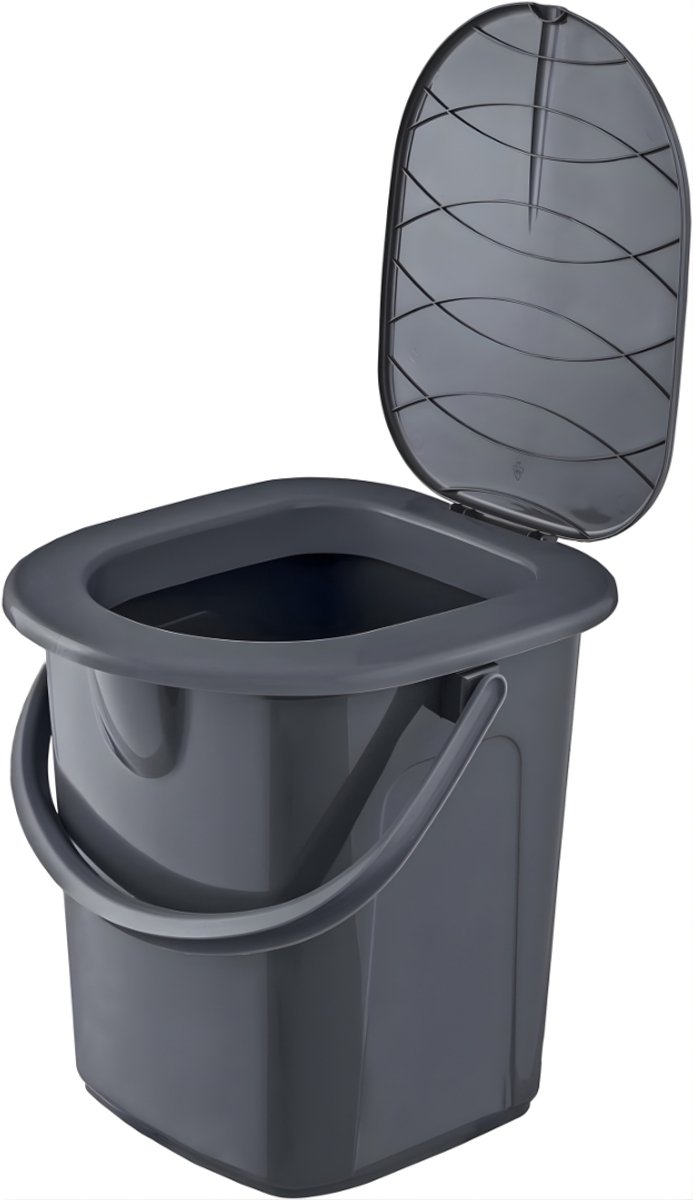 KIRA® Camping Toilet - 120 kg - Draagbaar Toilet - Toiletemmer Met Deksel - Grijs - 38 cm x 35 cm x 37 cm