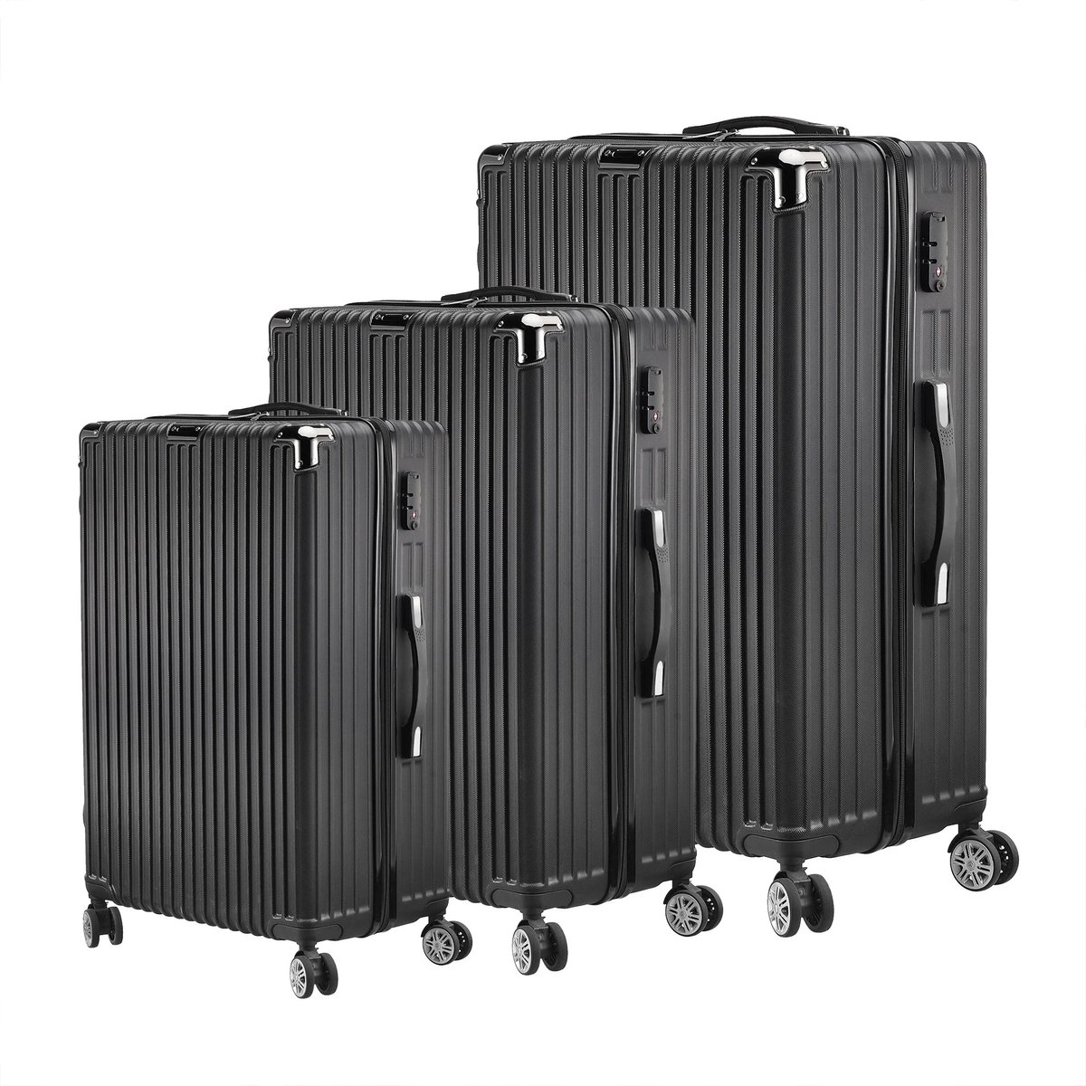DayeLabel 3-delige Kofferset - Koffer - Bagageset - Reisset - 3 Koffers - Zwarte reiskoffer - TSA-Slot - Harde cover - Zwart