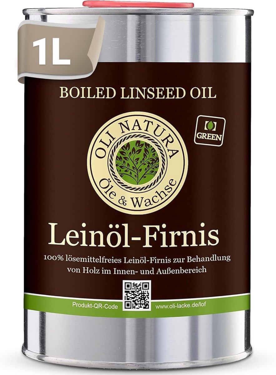 OLI-NATURA Lijnolievernis, biologische houtbescherming, voedselveilig gecertificeerd, 1 L, kleurloos – natuurlijk