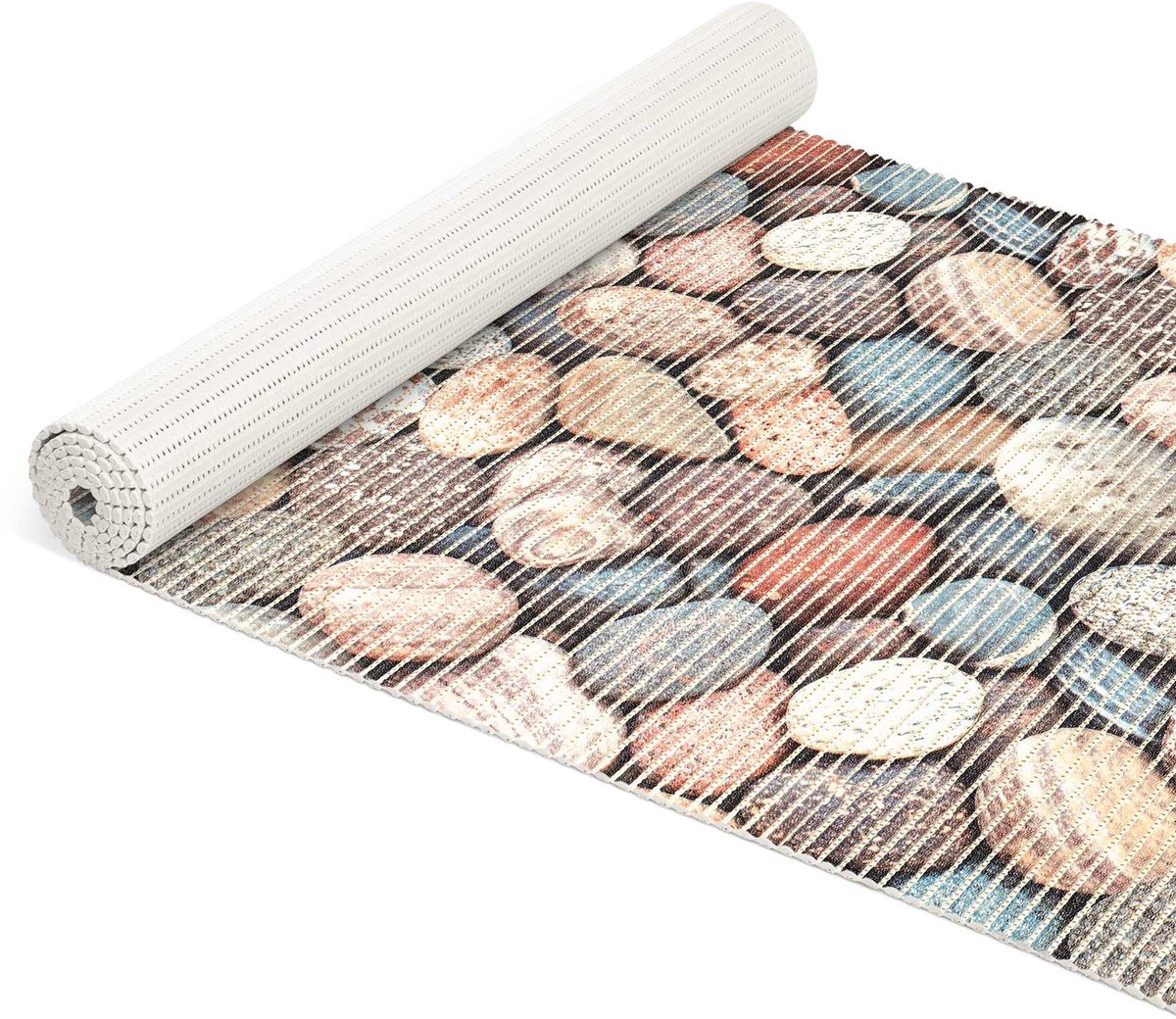 ANRO Badmat Stenen Wit 65x180cm Antislip Douchemat Afwasbaar Sneldrogend
