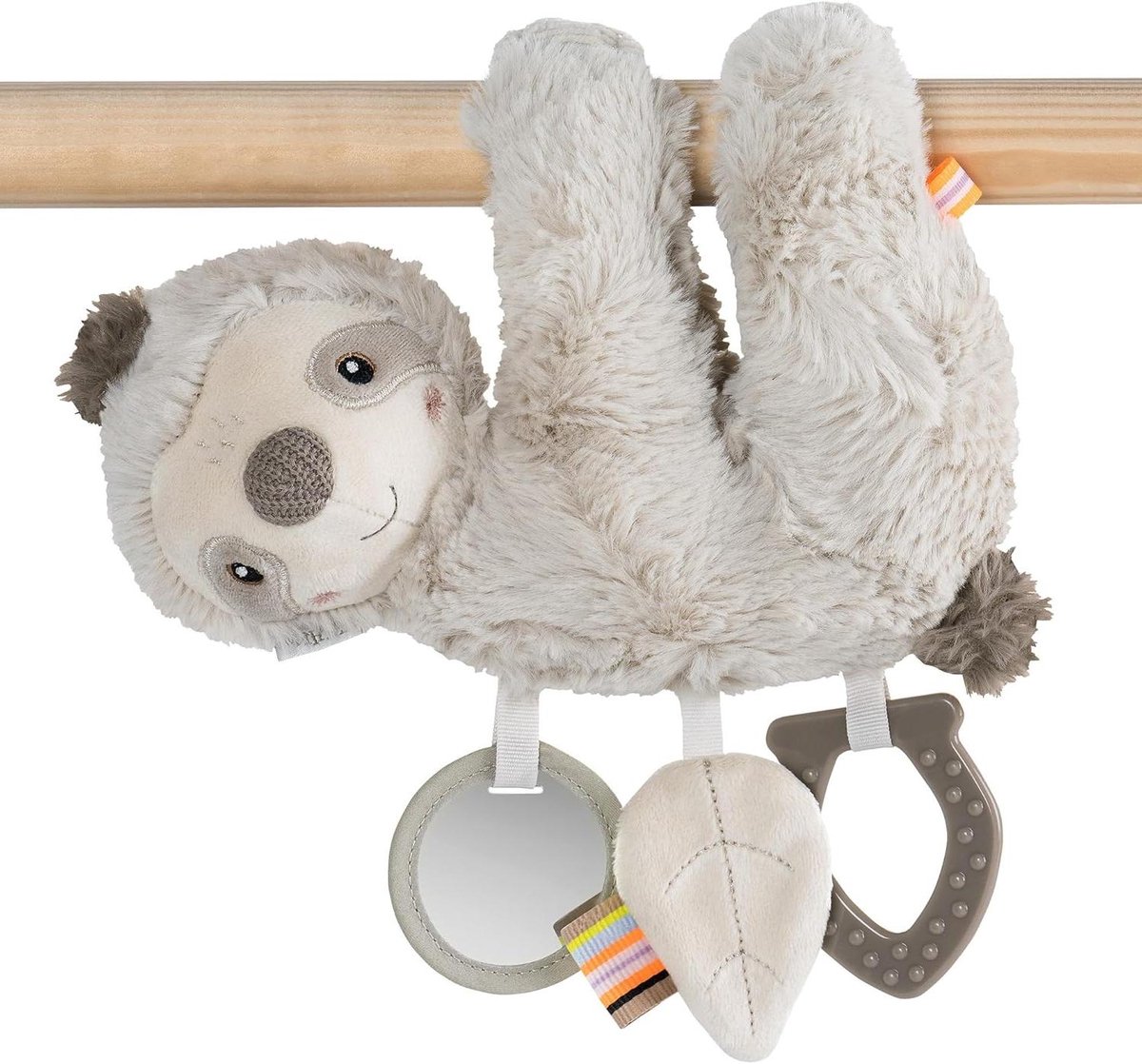 Activity Luiaard - Babyspeelgoed Hangend - Baby Ontwikkeling - Verschillende Speelmaterialen - 22 cm - Bruin